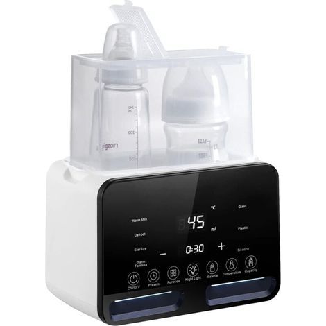 Chauffe-biberon stérilisateur 7 en 1, chauffe-lait, décongélation rapide, chauffe-aliments avec veilleuse, grand écran LCD, chauffe-biberons
