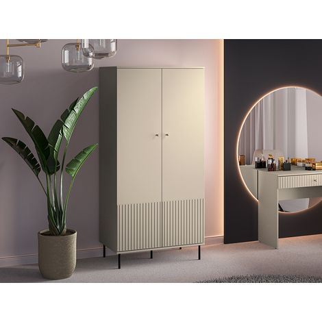 Kleiderschrank SALOU-131 in Beige matt mit Rillenoptik, B/H/T ca. 92/190/53 cm (1/5)