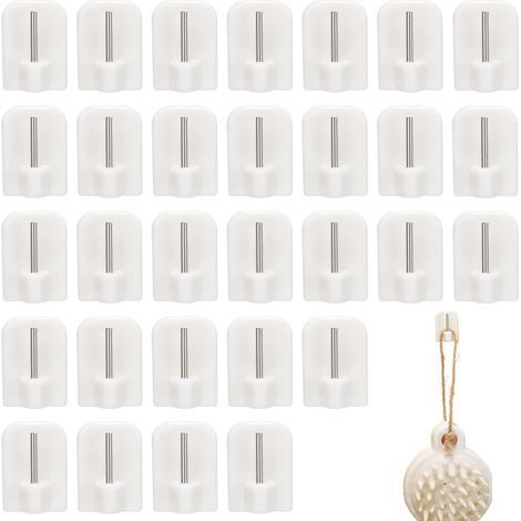 30PCS Adhesive Curtain Hook, Curtain Hooks, Plastic Curtain Rod Support Without Drilling, Self-Adhesive Curtains Without Drilling, Curtain Hook, Adhesive/Self-Adhesive Hooks for Window Rod (1/5)
