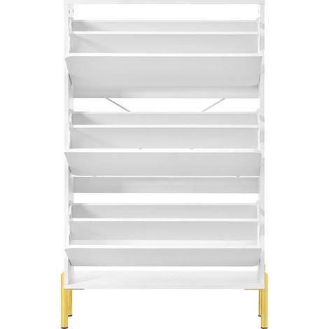 Scarpiera moderna a 3 ante in MDF bianco con piedini dorati 73x24x120 cm MODENUIT (1/5)