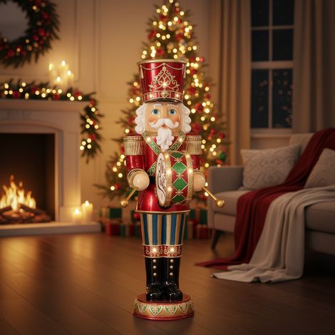 Statuetta soldatino "Jay" schiaccianoci in legno con Led per decorazioni natalizie, 152 cm (1/4)
