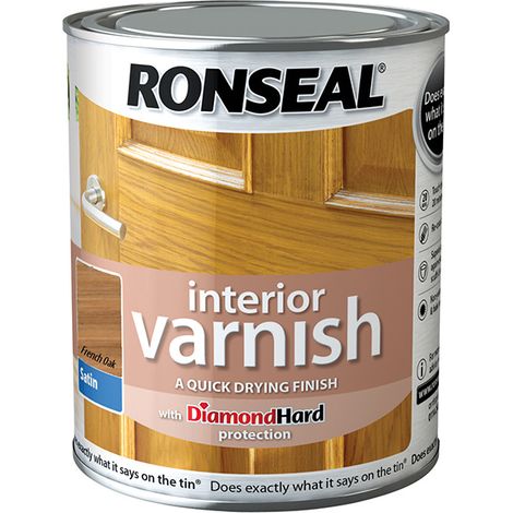Ronseal 36835 Interior Varnish - Quick Dry Satin Finish in French Oak, 750ml