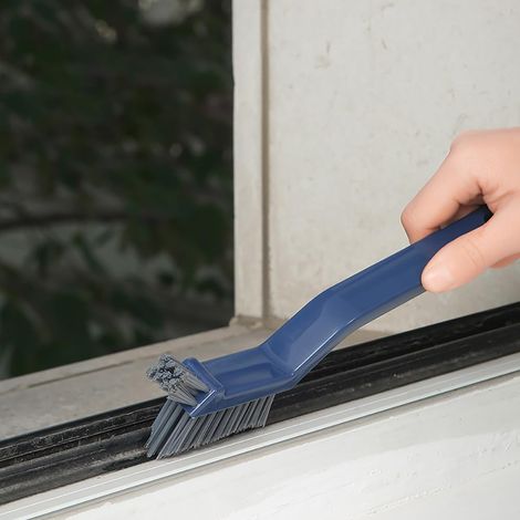(bleu)1 brosse multifonction en plastique : aide au nettoyage pour salle de bain, cuisine, fenêtre et cheveux dans les espaces restreints