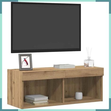 862202 Ensemble meuble TV avec LED chêne artisanal 80 x 30 x 30 cm (1/5)