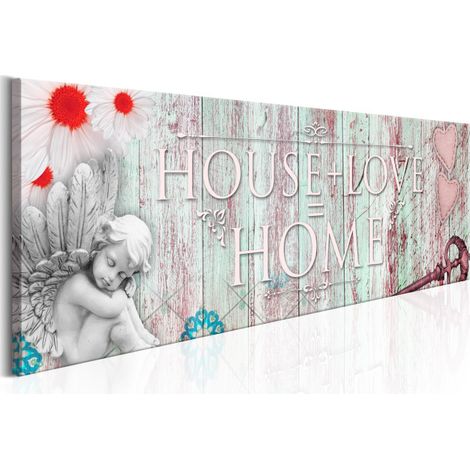 Tableau Imprimé "Home : House + Love" 50 x 150 cm (1/2)