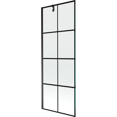 Mampara de Bañera 1 hoja Vidrio transparente, 70x150 cm, Perfil negro