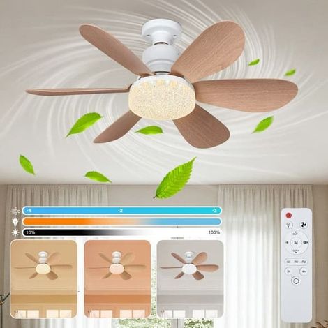 Ventilateur de plafond avec éclairage, 52 cm, plafonnier LED 40 W, ventilateur silencieux avec télécommande pour chambre, salon, cuisine (1/5)