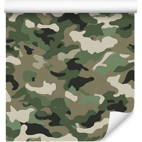 Carta da parati mimetica militare marrone e verde oliva per soggiorno e camera da letto 50x1000 cm (1/5)