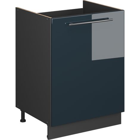 Spülenunterschrank Fame-Line, Dunkelblau Hochglanz/Anthrazit, 60 cm, Vicco (1/5)