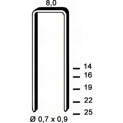 1 400 agrafes galvanisées HB-16 - 8 x 16 x D. 0,7 x 0,9 mm - 6HB161 - Alsafix