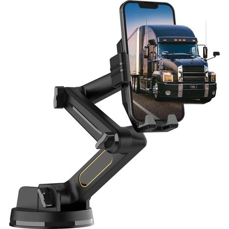 Support de Téléphone pour Camion, Bras Long de 16,9 Pouces, Fixation Robuste pour Pare-Brise et Tableau de Bord, Noir (1/5)