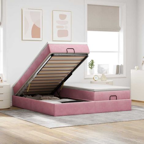 Ottoman-Bett mit Matratzen Rosa 200x200 cm Samt (1/5)
