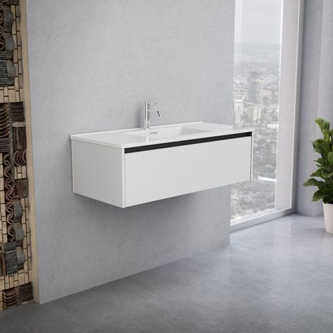 Inda - Mobile bagno 100 cm Bianco opaco con 1 cassetto e lavabo (1/5)