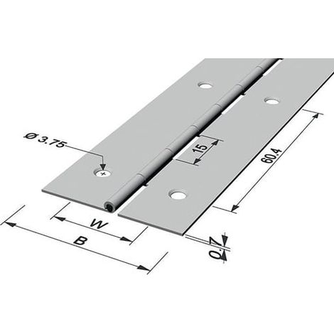 PG Stangenscharnier B.offen 40mm S.0,7mm 1800mm Fe vern - 11806 (1/3)