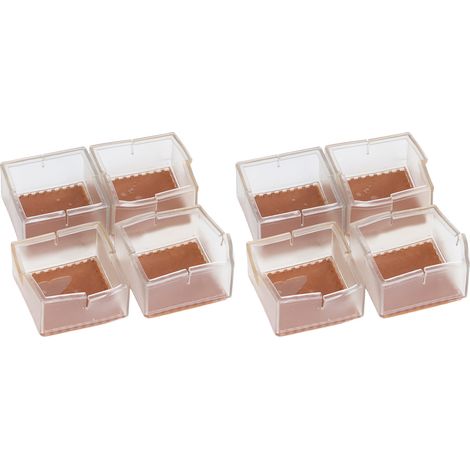 Lot de 8 embouts de protection en silicone transparents et antidérapants pour pieds de chaise et de table. (1/5)