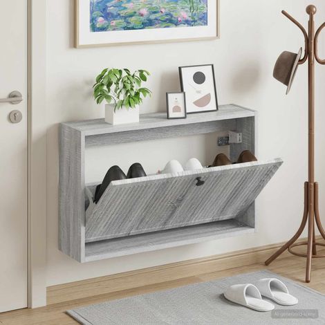 vidaXL Wall-Mounted Shoe Cabinet EDE 71 x 17 x 43 cm Engineered Wood (1/5)
