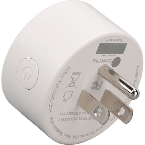 Prise connectée Wi-Fi avec application de contrôle à distance et fonction de minuterie. Idéale pour les bureaux, les salons et les chambres. Prise américaine 100-240 V. (1/5)