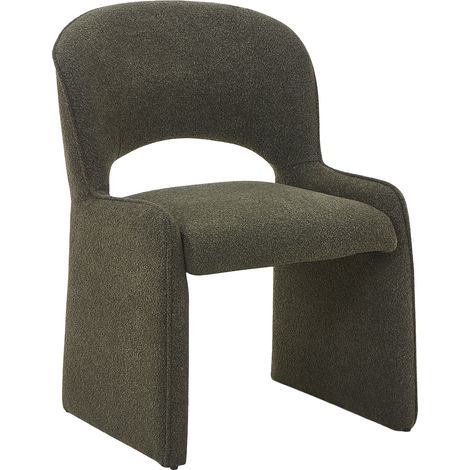 ALESIA - Fauteuil tissu bouclette vert foncé (1/5)