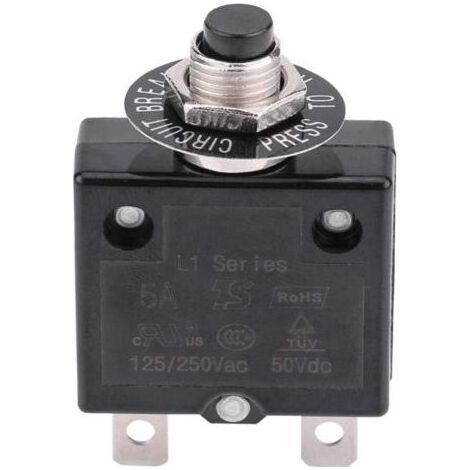Disjoncteur unipolaire 18A Interrupteur thermique à réarmement manuel Protection contre surcharge Installation facile pour circuits électriques (1/5)