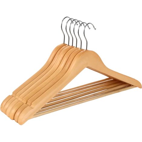 Cintre en bois massif antidérapant, cintre d'hôtel en bois sans couture, pince à pantalon, support à vêtements, cintre rétro pour vêtements d'enfants (1/5)