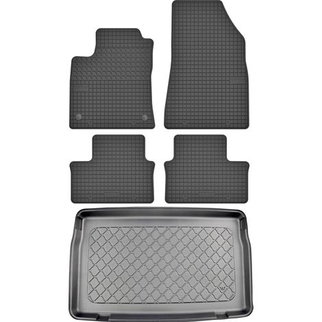 Ensemble de tapis de sol en caoutchouc pour Renault Clio V Hatchback à partir de septembre 2019 + tapis de coffre