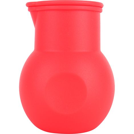 Petit pot en silicone souple pour faire fondre chocolat beurre sauce chauffage cuisson 100ml avec bec verseur couvercle amovible 9.5x6.5cm rouge (1/3)