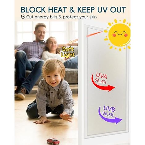 Film de protection solaire pour vitres dépolies, adhésif statique, amovible, réutilisable, anti-UV, anti-éblouissement et bloquant la chaleur (15,75 × 78,74 pouces) (1/5)