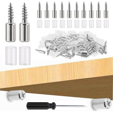 40 Pieces Shelf Support Pegs, Cupboard Shelf Brackets with Protection, Shelf Pegs, Self-Tapping Shelf Supports for Furniture, Cabinets, Bookcases, Wine Coolers (1 Screwdriver) (1/5)