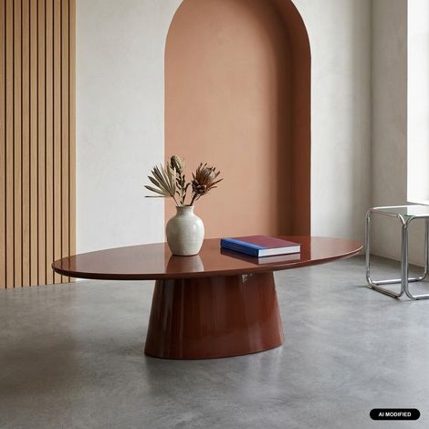 Table basse ovale finition glossy bordeaux - Nell