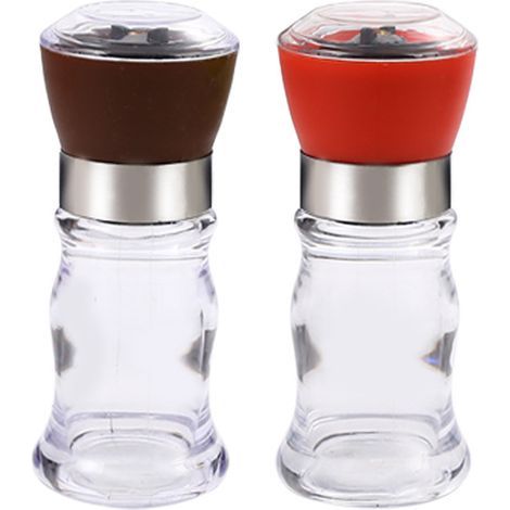 Moulin À Épices - Verre Transparent - Couvercle Hermétique Acier Inoxydable - Mouture Réglable Céramique - Pour Poivre Cumin Sel Et Autres Épices - 1 Pièce (1/5)