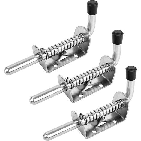 Chiavistello a Molla in Acciaio Inossidabile — Serratura a Molla Robusta e Durevole, Ideale per Casette da Giardino, Porte di Garage, Furgoni, Fienili, Rimorchi e Cantine (Set da 3)