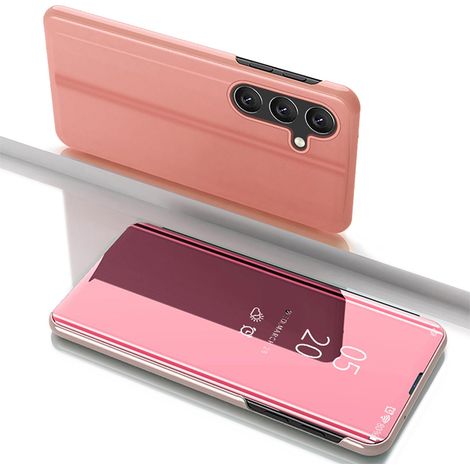 Funda transparente con tapa abatible para Samsung Galaxy S25+ - Rosa