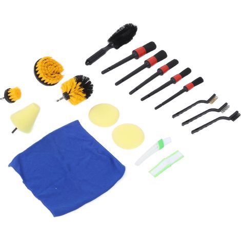 Kit de 18 brosses de détail auto – Nettoyage climatiseur, pneus, jantes, pare-chocs et bouches d'aération, outil de récurage polyvalent (1/5)