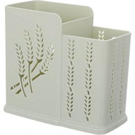 Porte-baguettes, boîte de rangement pour vaisselle, panier à baguettes creux à 2 compartiments, égouttoir à cuillères (Couleur : vert, Taille : 2 compartiments)-AquaForge (1/2)