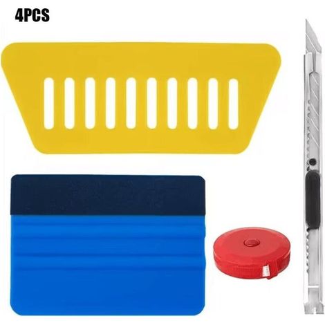 Outil d'application de Papier Peint,Raclette pour Pose Adhesif,avec Squeegee au Silicone,Couteau Universel et des Lames,Mètre Ruban (1/5)
