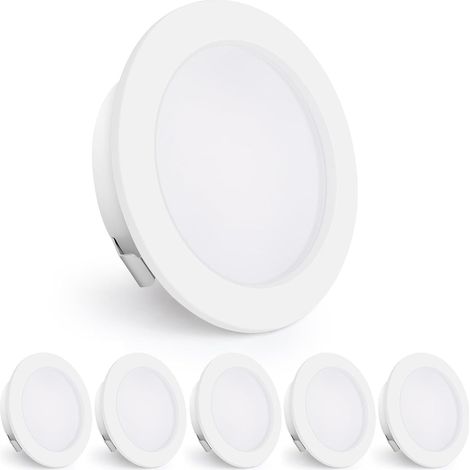 Spots LED Encastrables 230V, 4W 440LM Spots de Plafond 16mm Ultra-Plats 4000K Blanc Neutre Trou de Perçage 55-60mm pour Cuisine, Salon, Chambre, Blanc, Lot de 3 (1/5)