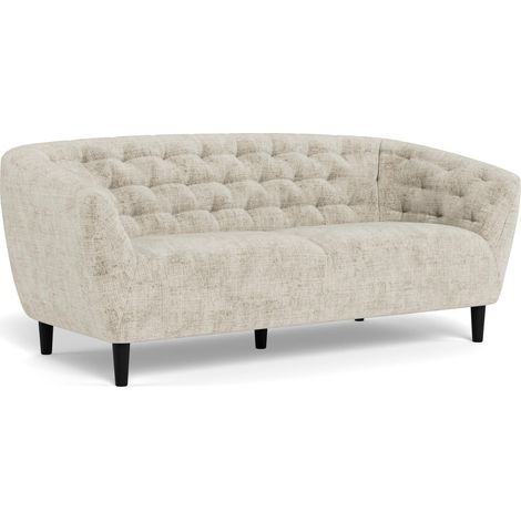 Sofá chesterfield Norsica 232, Beige, 191x84x78cm, Tapiz, Patas: Madera, Parcialmente montado