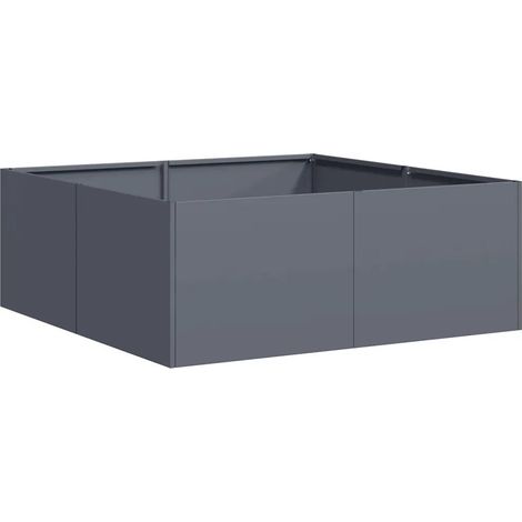 Macetero moderno para exteriores de 80 x 80 x 30 cm con base abierta acero antracita 020051584 (1/5)