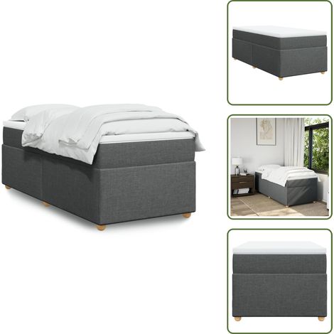 Boxspringbett mit Matratze Dunkelgrau 90x200 cm Stoff - Boxspringbett - Doppelbett - Bettenrahmen - Matratze - Matratzenauflage (1/5)