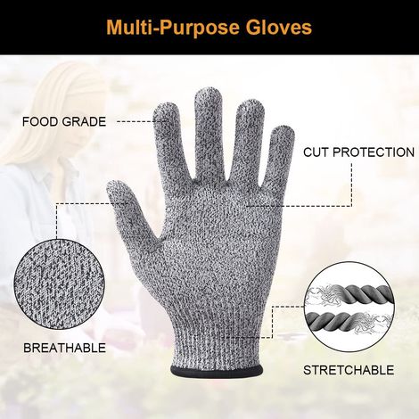1 paires Gants de Travail Anti Coupures, Protection de Niveau 5 et Certifié EN388 Gants Securite Enfant Femme, Gants de Coupe pour L'écaillage D'huîtres, Cuisine, Jardinage, Extérieur - S