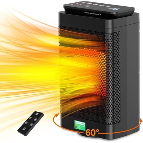 Chauffage d'Appoint-1500W Radiateur Electrique,PTC Chauffage Soufflant,3 Modes,Télécommande,60° Oscillation,24H Minuterie,Protection anti-Basculement/Surchauffe,pour Salon Chambre Salle Bain (1/4)
