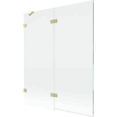 Mexen Lunar paravent de baignoire à 2 volets gauche 140 x 150 cm, transparent, or brossé - 897-140-100-55-00-L (1/5)