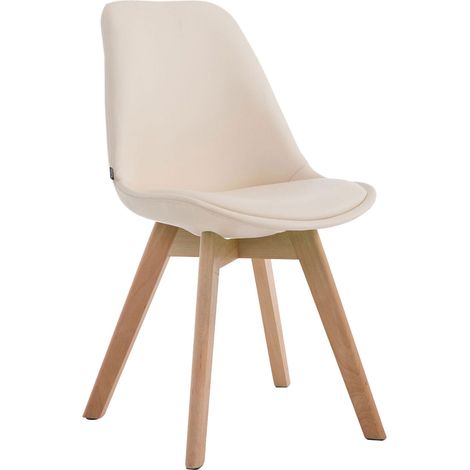Chaise de salle à manger x1 style scandinave en PVC crème support 4 pieds en bois couleur clair 100003743
