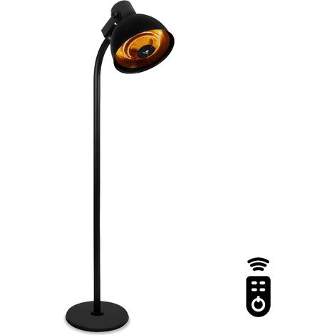 VONROC Calefactor Vesuvio 2000W - Con mando a distancia - Elemento calefactor infrarrojo halógeno - 3 niveles de calor diferentes
