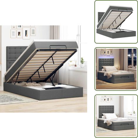 Coprimaterasso - vidaXL Struttura Letto Pouf con Materasso 120x200 cm in Tessuto - Luci a LED