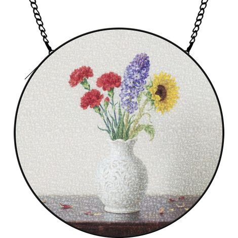 30 cmAttrape-soleil fleurs sauvages en verre coloré coucher de soleil, panneau décoratif, cadeau femme (1/5)
