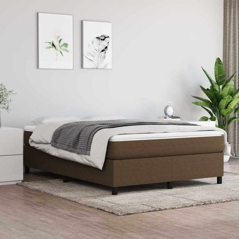 Sommier à ressorts de lit - Sommier pour Adulte et Enfant - Marron foncé 140x200 cm Tissu BV422442 - BonneVie (1/5)