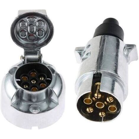 Prise remorque 7 broches étanche Fiche électrique 12V en alliage d'aluminium Connexion sécurisée pour camion et bateau (1/5)