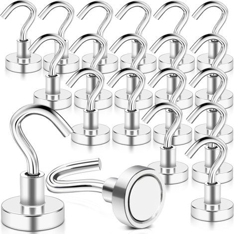 20PCS Crochets Magnétiques 16mm Crochet Aimanté Crochet Aimanté Puissant, Crochet Magnetique pour Cuisine Réfrigérateur Plafond Salle