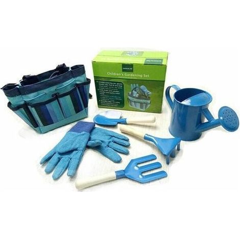 Ensemble d'outils de jardin pour enfants, Kit de jardinage pour enfants, Outils de jardin pour enfants (Bleu) (1/4)
